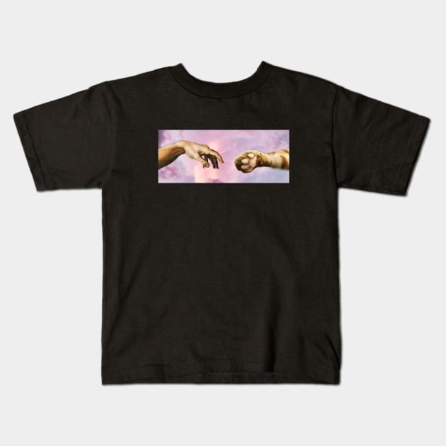 The Creation of Cat-am - Cat Paw Human Hand Kids T-Shirt by CatchyFunky